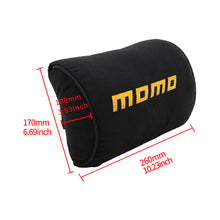 Load image into Gallery viewer, Brand New 2PCS JDM Momo Black Fabric Material Car Neck Headrest Pillow Fabric Racing Seat