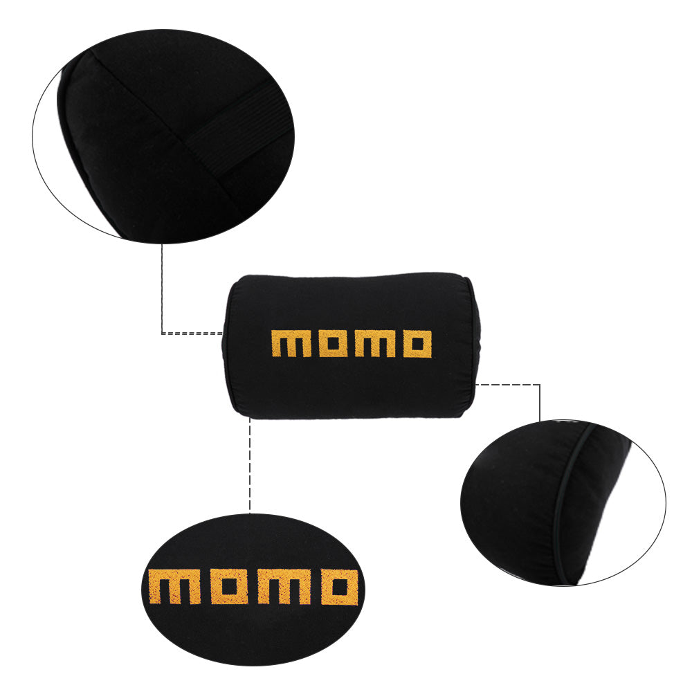 Brand New 1PCS JDM Momo Black Fabric Material Car Neck Headrest Pillow Fabric Racing Seat