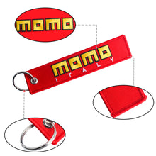 Load image into Gallery viewer, BRAND NEW JDM MOMO RED DOUBLE SIDE Racing Cell Holders Keychain Universal