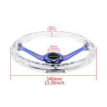 Load image into Gallery viewer, Brand New JDM Momo Universal 6-Hole 350mm Deep Dish Vip Clear Crystal Bubble Burnt Blue Spoke Steering Wheel