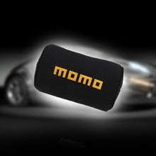 Load image into Gallery viewer, Brand New 2PCS JDM Momo Black Fabric Material Car Neck Headrest Pillow Fabric Racing Seat