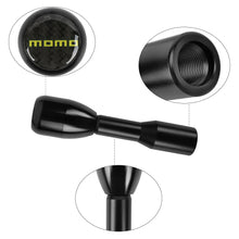 Load image into Gallery viewer, Brand New Universal Real Carbon Sticker Momo Aluminum Manual Gear Stick Black Shift Knob M8 M10 M12 &amp; Black Shifter Extender Extension