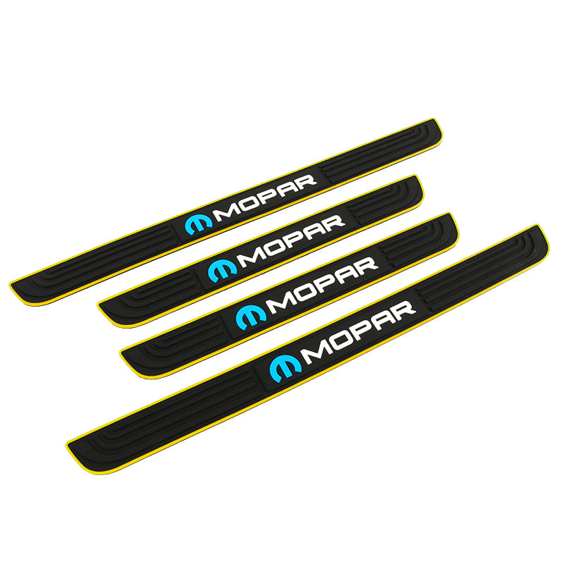 Brand New 4PCS Universal Mopar Yellow Rubber Car Door Scuff Sill Cover Panel Step Protector