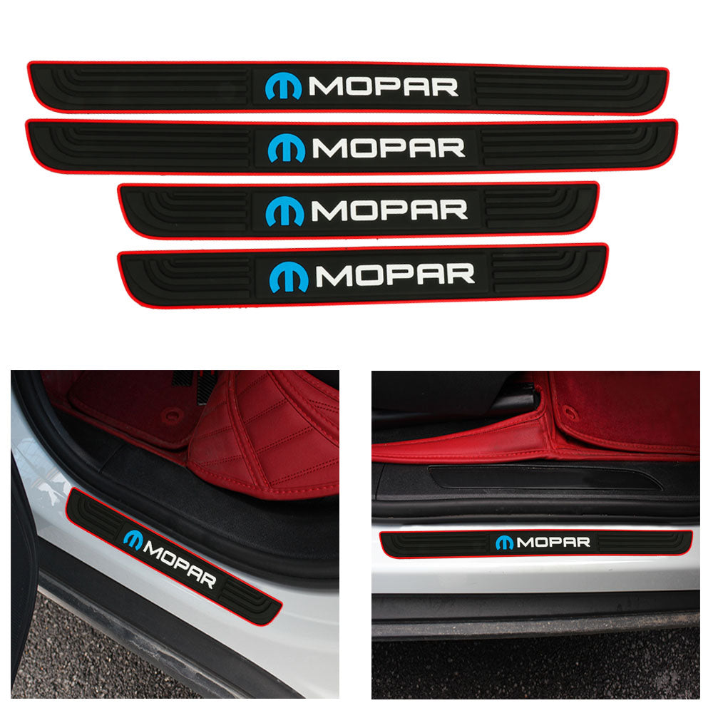 Brand New 4PCS Universal Mopar Red Rubber Car Door Scuff Sill Cover Panel Step Protector