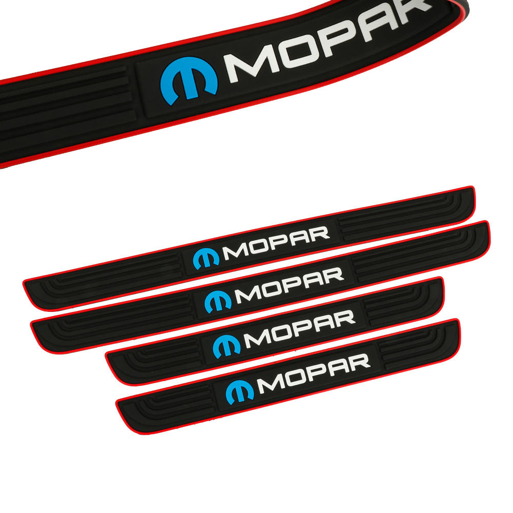 Brand New 4PCS Universal Mopar Red Rubber Car Door Scuff Sill Cover Panel Step Protector