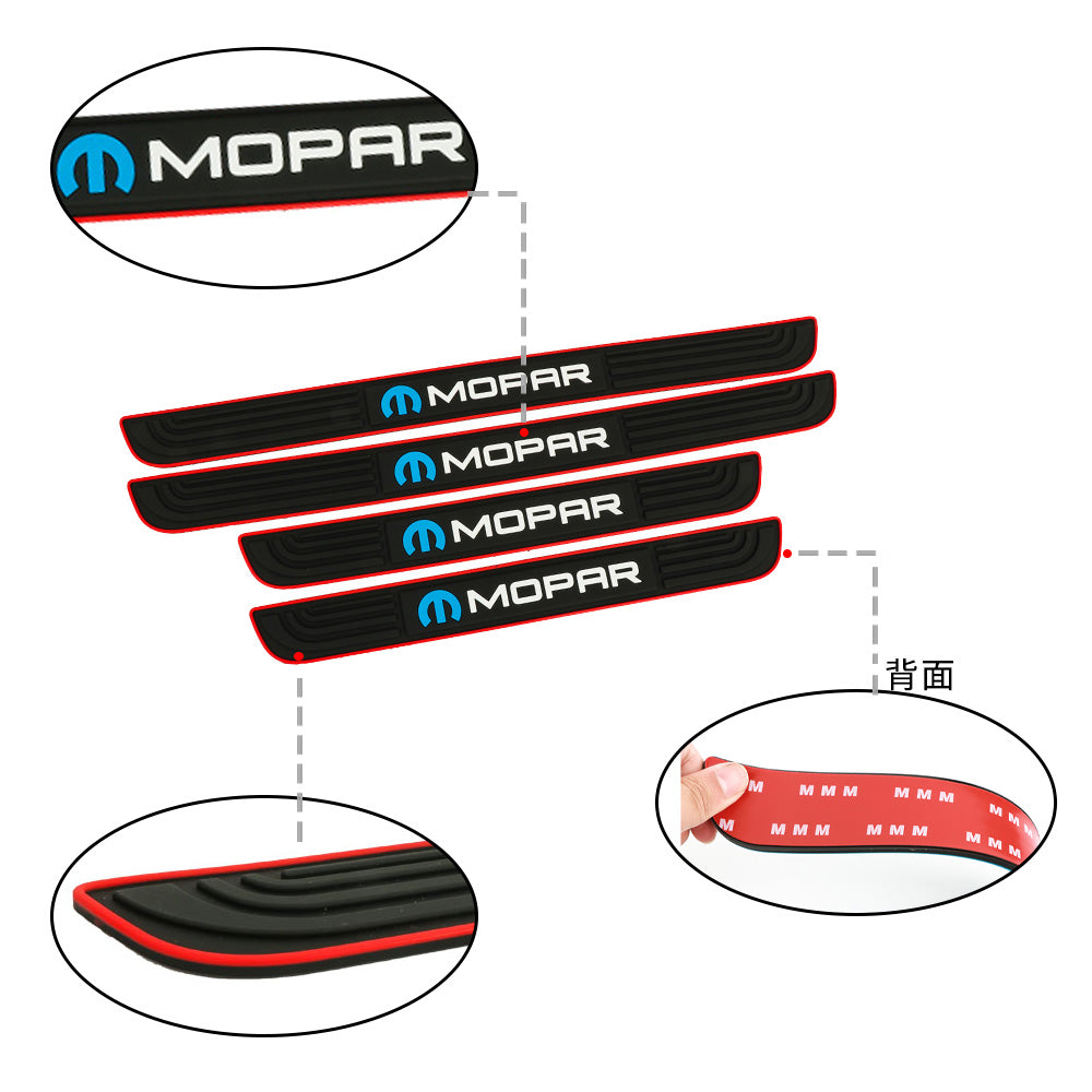 Brand New 4PCS Universal Mopar Red Rubber Car Door Scuff Sill Cover Panel Step Protector