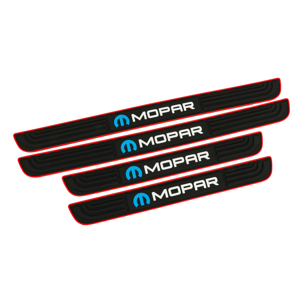 Brand New 4PCS Universal Mopar Red Rubber Car Door Scuff Sill Cover Panel Step Protector