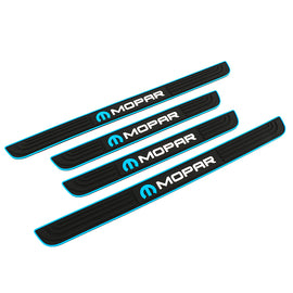 Brand New 4PCS Universal Mopar Blue Rubber Car Door Scuff Sill Cover Panel Step Protector