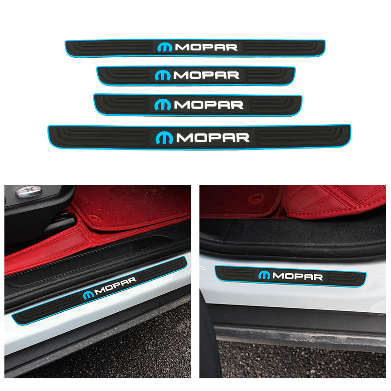 Brand New 4PCS Universal Mopar Blue Rubber Car Door Scuff Sill Cover Panel Step Protector