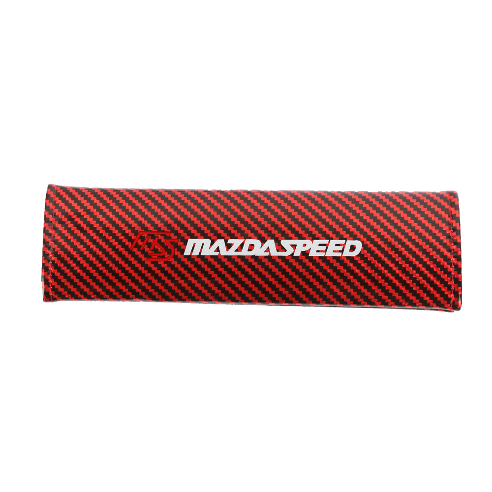 Brand New Universal 2PCS Mazdaspeed Red Carbon Fiber Look Car Seat Belt Covers Shoulder Pad