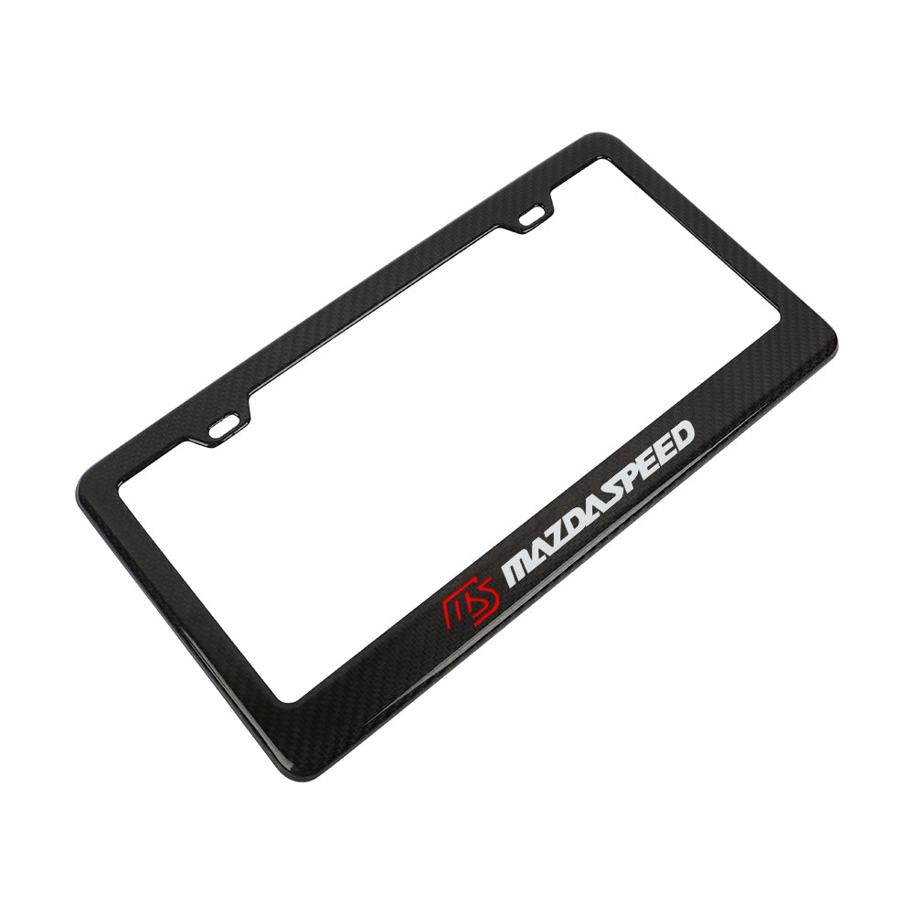 Brand New 2PCS Mazdaspeed Real 100% Carbon Fiber License Plate Frame Tag Cover Original 3K With Free Caps