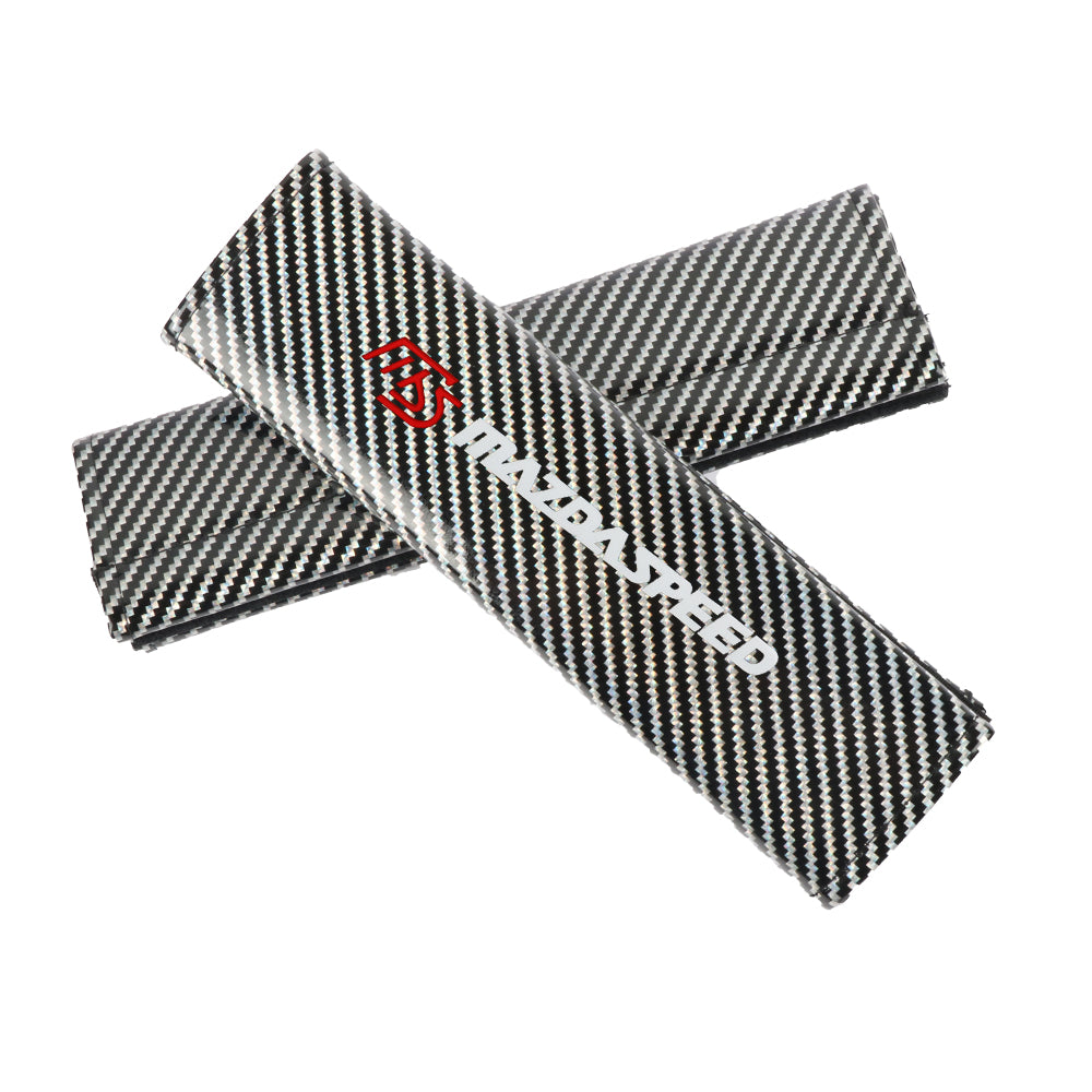 Brand New Universal 2PCS Mazdaspeed Silver Carbon Fiber Look Car Seat Belt Covers Shoulder Pad