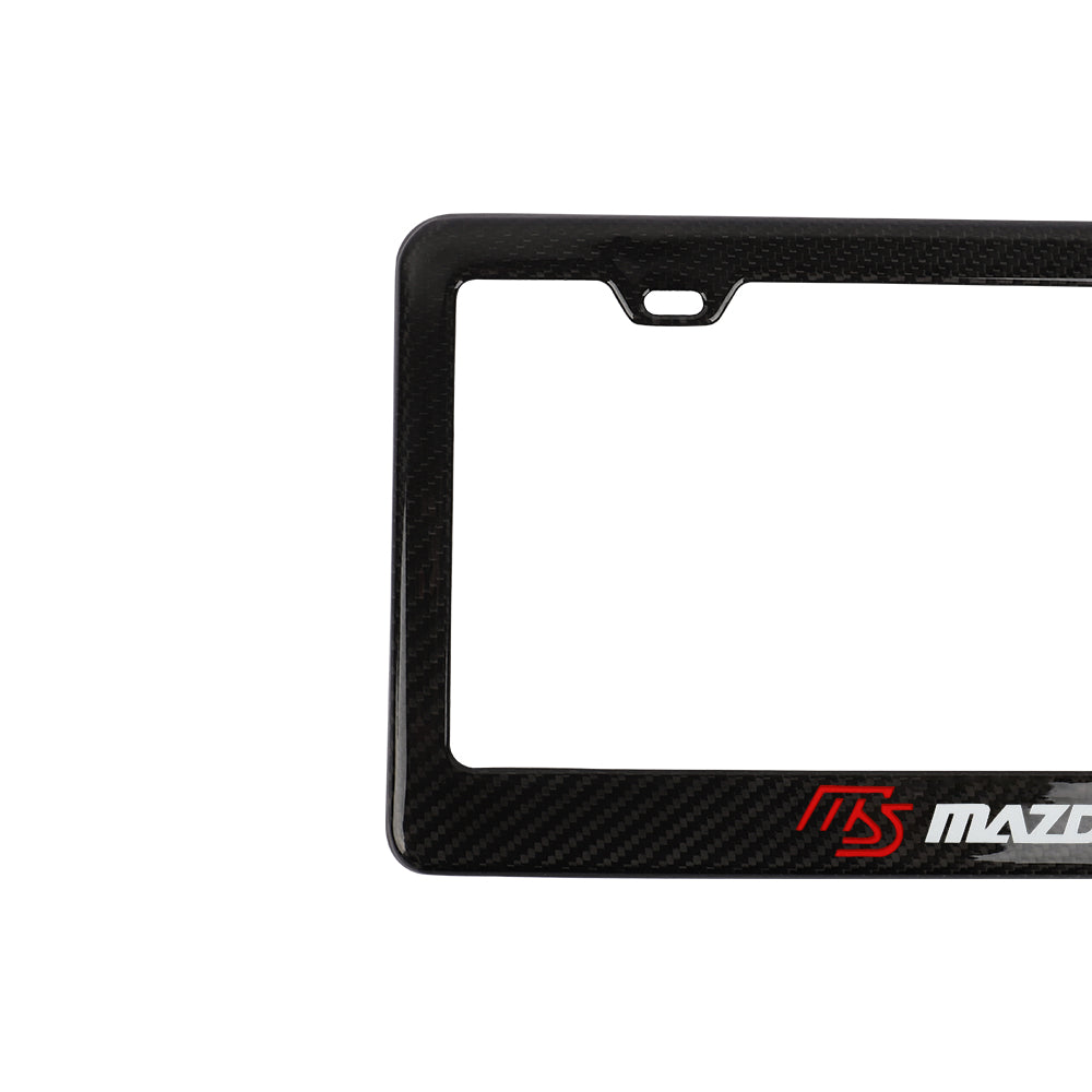 Brand New 2PCS Mazdaspeed Real 100% Carbon Fiber License Plate Frame Tag Cover Original 3K With Free Caps