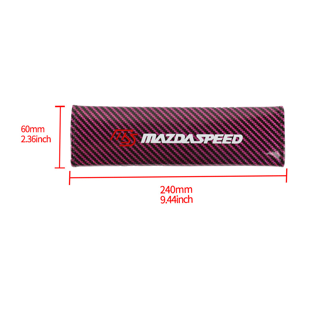 Brand New Universal 2PCS MAZDASPEED Hot Pink Carbon Fiber Look Car Seat Belt Covers Shoulder Pad
