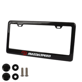Brand New 1PCS Mazdaspeed Real 100% Carbon Fiber License Plate Frame Tag Cover Original 3K With Free Caps