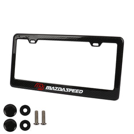 Brand New 2PCS Mazdaspeed Real 100% Carbon Fiber License Plate Frame Tag Cover Original 3K With Free Caps