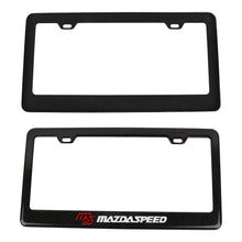 Load image into Gallery viewer, Brand New 2PCS Mazdaspeed Real 100% Carbon Fiber License Plate Frame Tag Cover Original 3K With Free Caps