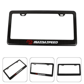 Brand New 1PCS Mazdaspeed Real 100% Carbon Fiber License Plate Frame Tag Cover Original 3K With Free Caps