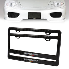 Brand New 2PCS Mugen Real 100% Carbon Fiber License Plate Frame Tag Cover Original 3K With Free Caps
