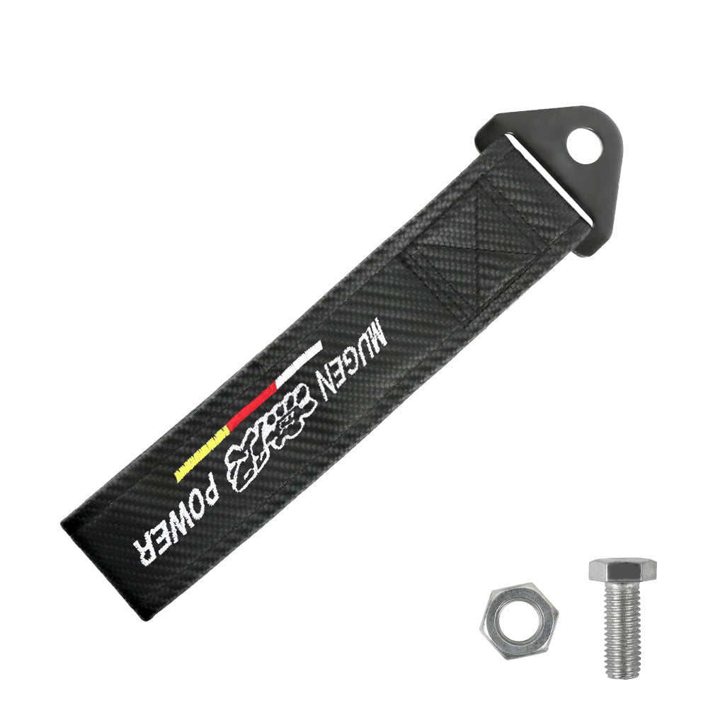 Brand New Mugen Power Carbon Fiber High Strength Tow Towing Strap Hook For Front / REAR BUMPER JDM