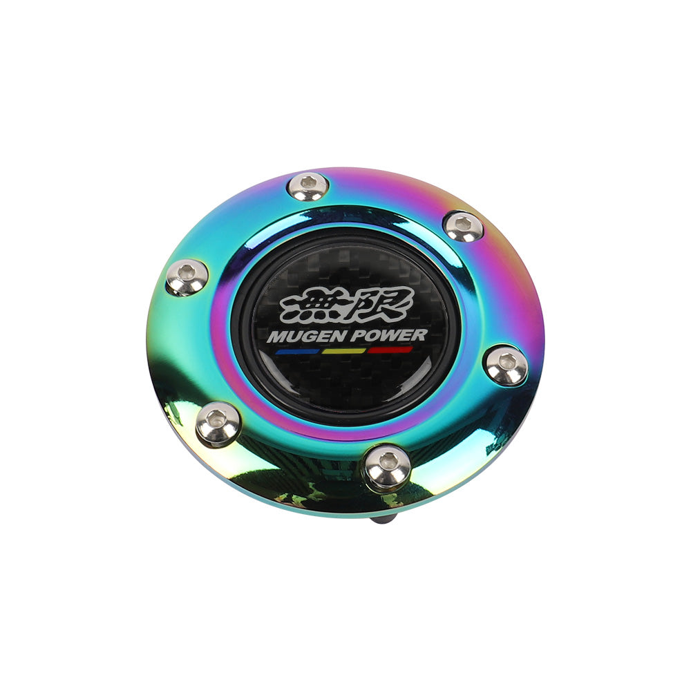 BRAND NEW MUGEN UNIVERSAL NEO CHROME CAR HORN BUTTON STEERING WHEEL CENTER CAP