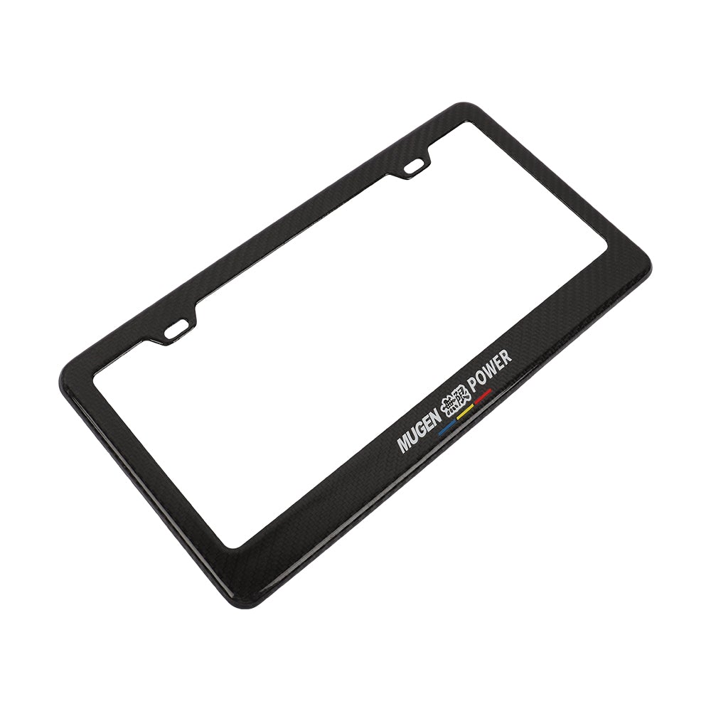 Brand New 2PCS Mugen Real 100% Carbon Fiber License Plate Frame Tag Cover Original 3K With Free Caps