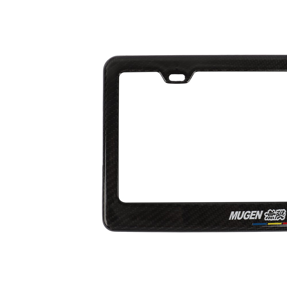 Brand New 2PCS Mugen Real 100% Carbon Fiber License Plate Frame Tag Cover Original 3K With Free Caps
