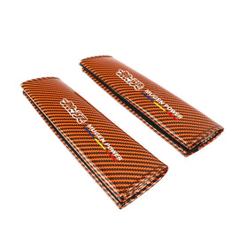 Brand New Universal 2PCS Mugen Orange Carbon Fiber Look Car Seat Belt Covers Shoulder Pad