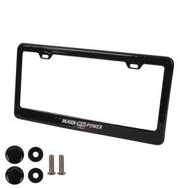 Brand New 1PCS Mugen Real 100% Carbon Fiber License Plate Frame Tag Cover Original 3K With Free Caps