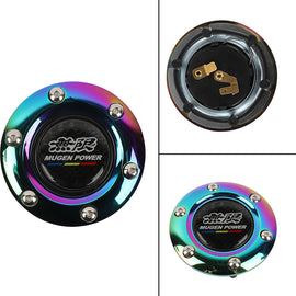 BRAND NEW MUGEN UNIVERSAL NEO CHROME CAR HORN BUTTON STEERING WHEEL CENTER CAP