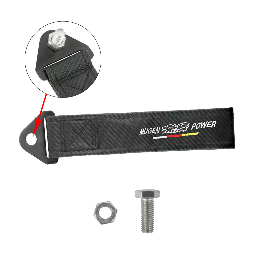 Brand New Mugen Power Carbon Fiber High Strength Tow Towing Strap Hook For Front / REAR BUMPER JDM