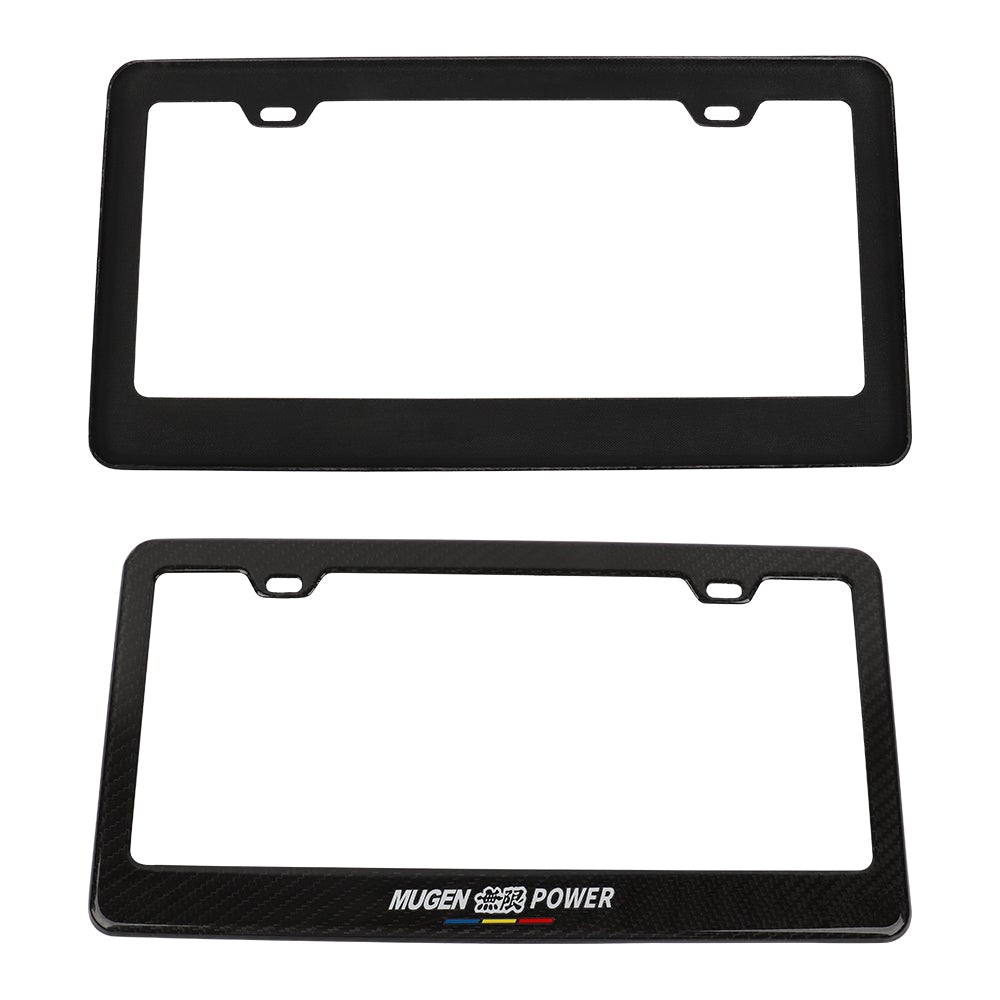 Brand New 2PCS Mugen Real 100% Carbon Fiber License Plate Frame Tag Cover Original 3K With Free Caps