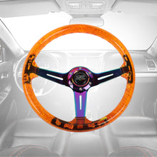 Load image into Gallery viewer, Brand New JDM Mugen Universal 6-Hole 350mm Deep Dish Vip Orange Crystal Bubble Neo Spoke Steering Wheel