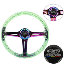 Load image into Gallery viewer, Brand New JDM Mugen Universal 6-Hole 350mm Deep Dish Vip Green Crystal Bubble Neo Spoke Steering Wheel