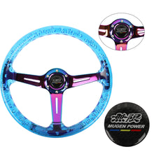 Load image into Gallery viewer, Brand New JDM Mugen Universal 6-Hole 350mm Deep Dish Vip Blue Crystal Bubble Neo Spoke Steering Wheel
