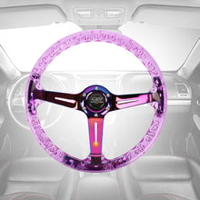 Load image into Gallery viewer, Brand New JDM MUGEN Universal 6-Hole 350mm Deep Dish Vip Purple Crystal Bubble Neo Spoke Steering Wheel