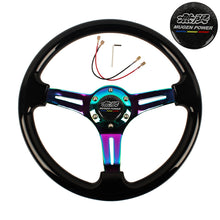 Load image into Gallery viewer, Brand New 350mm 14&quot; Universal JDM Mugen Deep Dish ABS Racing Steering Wheel Black With Neo-Chrome Spoke