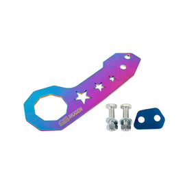 Brand New Universal JDM Mugen Neo Chrome Rear Anodized Billet Aluminum Racing Tow Hook Kit