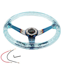 Load image into Gallery viewer, Brand New JDM Mugen Universal 6-Hole 350mm Deep Dish Vip Teal Crystal Bubble Burnt Blue Spoke Steering Wheel