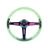 Brand New JDM Mugen Universal 6-Hole 350mm Deep Dish Vip Green Crystal Bubble Neo Spoke Steering Wheel