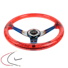 Load image into Gallery viewer, Brand New JDM Mugen Universal 6-Hole 350mm Deep Dish Vip Red Crystal Bubble Burnt Blue Spoke Steering Wheel