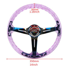 Load image into Gallery viewer, Brand New JDM Mugen Universal 6-Hole 350mm Deep Dish Vip Purple Crystal Bubble Burnt Blue Spoke Steering Wheel
