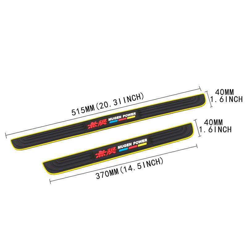 Brand New 4PCS Universal Mugen Yellow Rubber Car Door Scuff Sill Cover Panel Step Protector