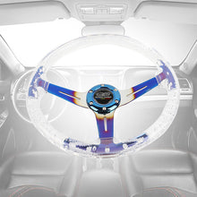 Load image into Gallery viewer, Brand New JDM Mugen Universal 6-Hole 350mm Deep Dish Vip Clear Crystal Bubble Burnt Blue Spoke Steering Wheel