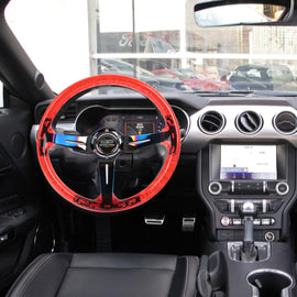 Brand New JDM Mugen Universal 6-Hole 350mm Deep Dish Vip Red Crystal Bubble Burnt Blue Spoke Steering Wheel