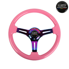 Load image into Gallery viewer, Brand New 350mm 14&quot; Universal JDM MUGEN Deep Dish ABS Racing Steering Wheel Pink With Neo-Chrome Spoke