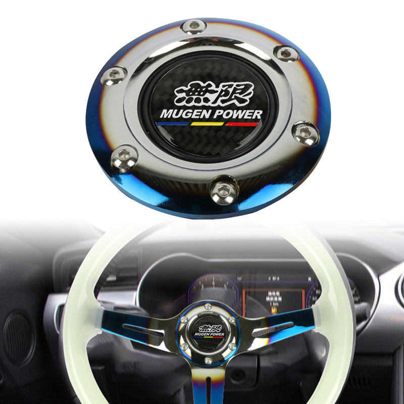 BRAND NEW JDM MUGEN POWER UNIVERSAL BURNT BLUE CAR HORN BUTTON STEERING WHEEL CENTER CAP