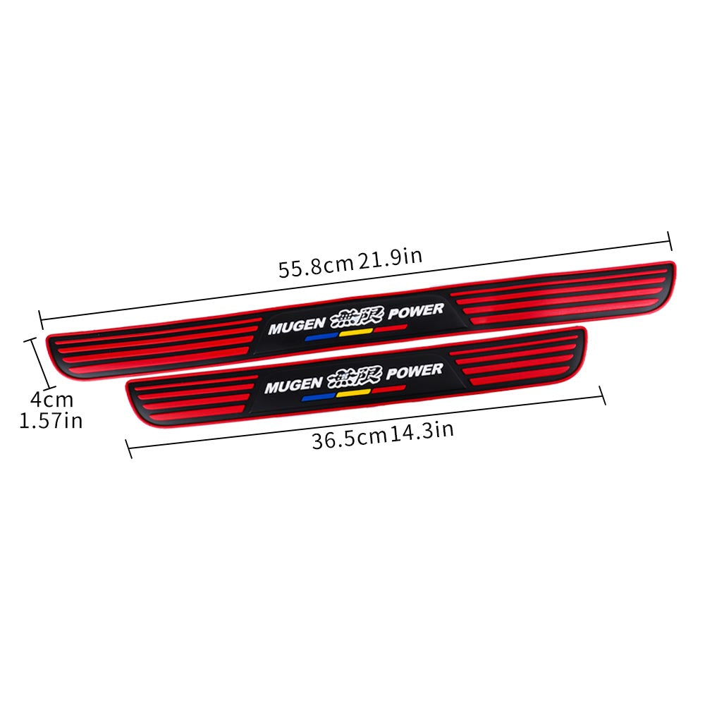 Brand New 4PCS Universal Mugen Power Red Rubber Car Door Scuff Sill Cover Panel Step Protector V2