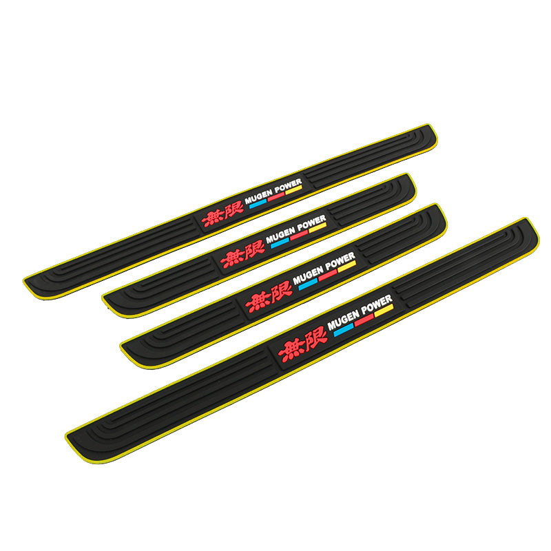 Brand New 4PCS Universal Mugen Yellow Rubber Car Door Scuff Sill Cover Panel Step Protector