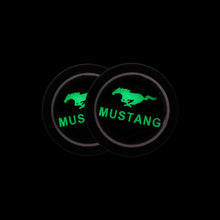 Load image into Gallery viewer, Brand New 2PCS Mustang Glows In The Dark Green Real Carbon Fiber Car Cup Holder Pad Water Cup Slot Non-Slip Mat Universal